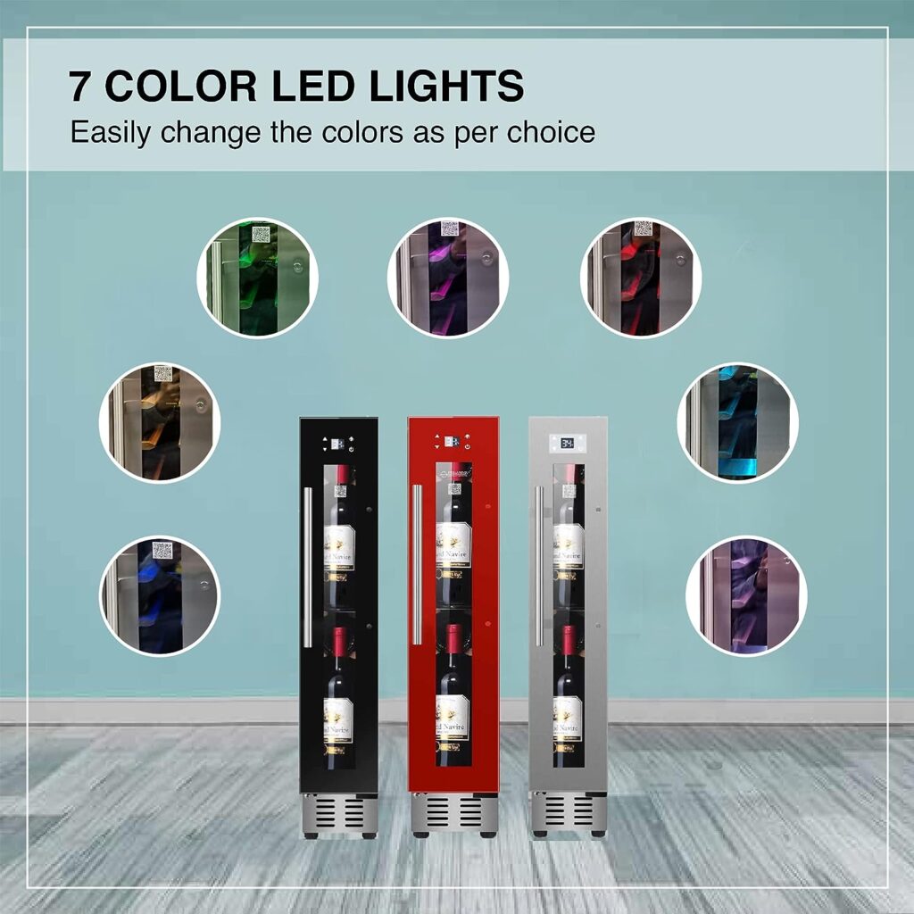 Equator 9 bottle Built-in/Freestanding Wine Ref with 7 color LED Lights (Stainless)