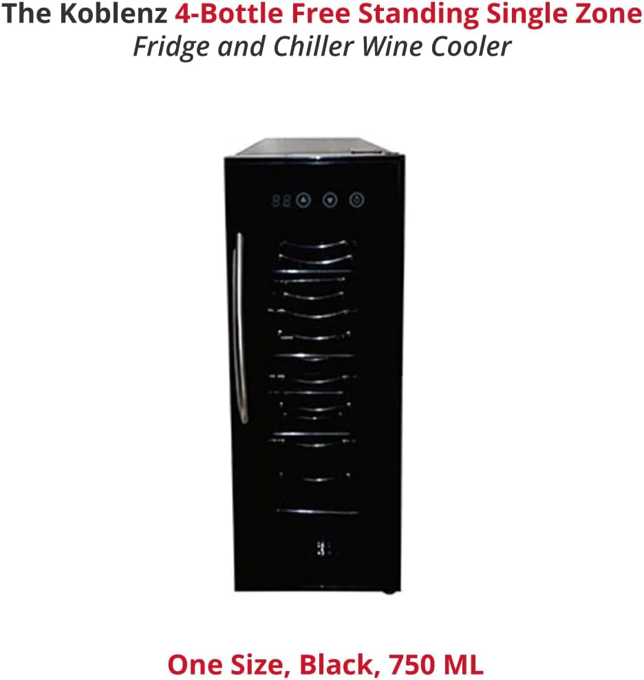 Koblenz EVFK-04 4-Bottle Free Standing Single Zone Fridge and Chiller Wine Cooler, One Size, Black,750 ML