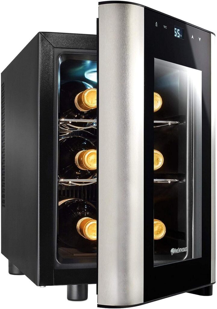 Wine Enthusiast 6 Bottle Countertop Wine Cooler - Mini Fridge for Kitchen - Beverage Refrigerator