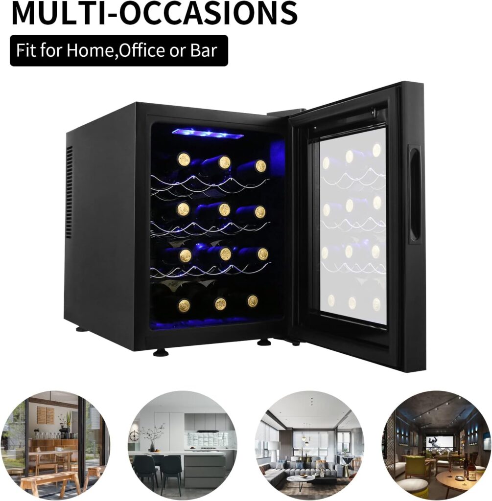 12 Bottle Wine Cooler Refrigerator, Compact Mini Wine Fridge with Digital Temperature Control Quiet Operation Thermoelectric Chiller, Freestanding Wine Cellar for Red, White, Champagne