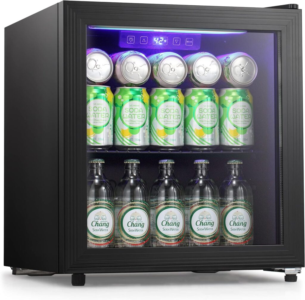 Antarctic Star Beverage Refrigerator Cooler - 57Can Mini Fridge Soda or Beer, Small Wine or Champagne Cooler for Home and Bar,Small Drink Dispenser,Electronic Temperature Control,1.7Cu.Ft,Black