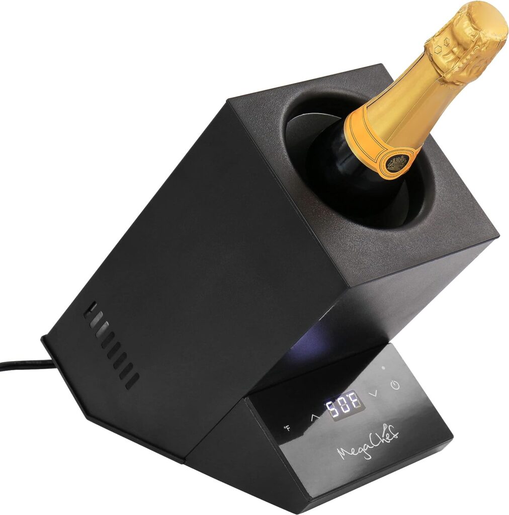 MegaChef Wine Chiller Electric, Single Bottle, Black, 25oz