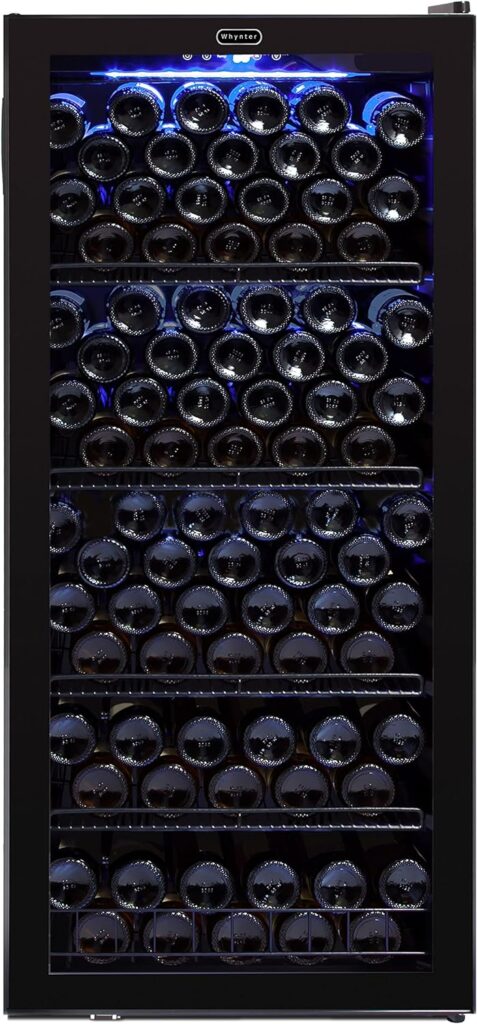 Whynter FWC-1201BB 124 Bottle Freestanding Cabinet Wine Refrigerators Free Standing, One Size, Black