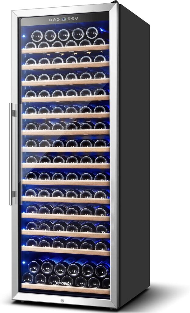 BODEGA Wine Cooler 24 Inch, 154 Bottles Wine Refrigerator, Freestanding Wine Fridge with Intelligent Temperature Memory  Humidity Control Design Wine Cooler, Upgraded Compressor, Quiet Operation