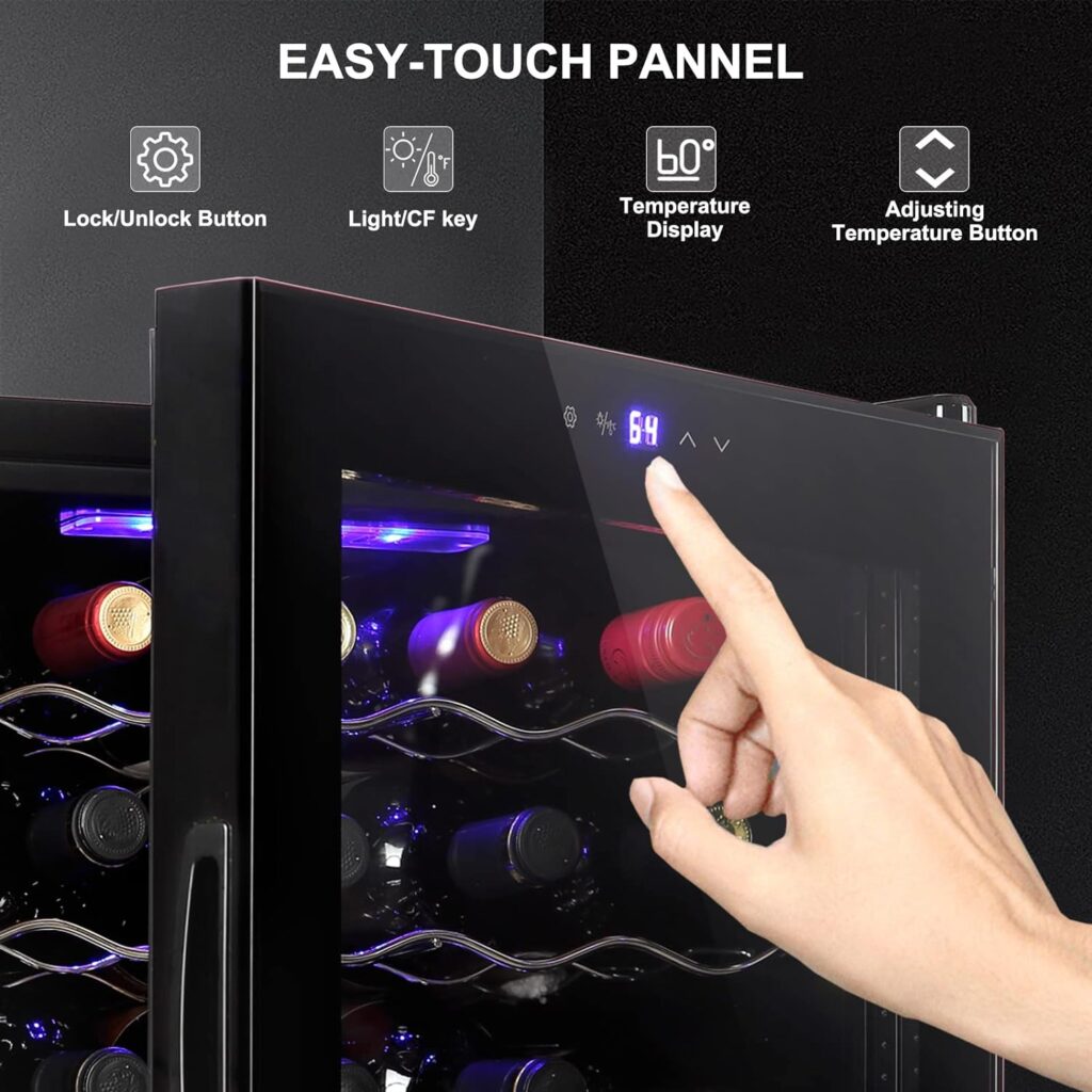 COSVALVE Mini Wine Fridge,3.7 cu.ft Wine Refrigerator,19 Bottle Freestanding Compressor Countertop Wine Cooler, 41f-64f Digital Temperature Control for Red, White, Champagne