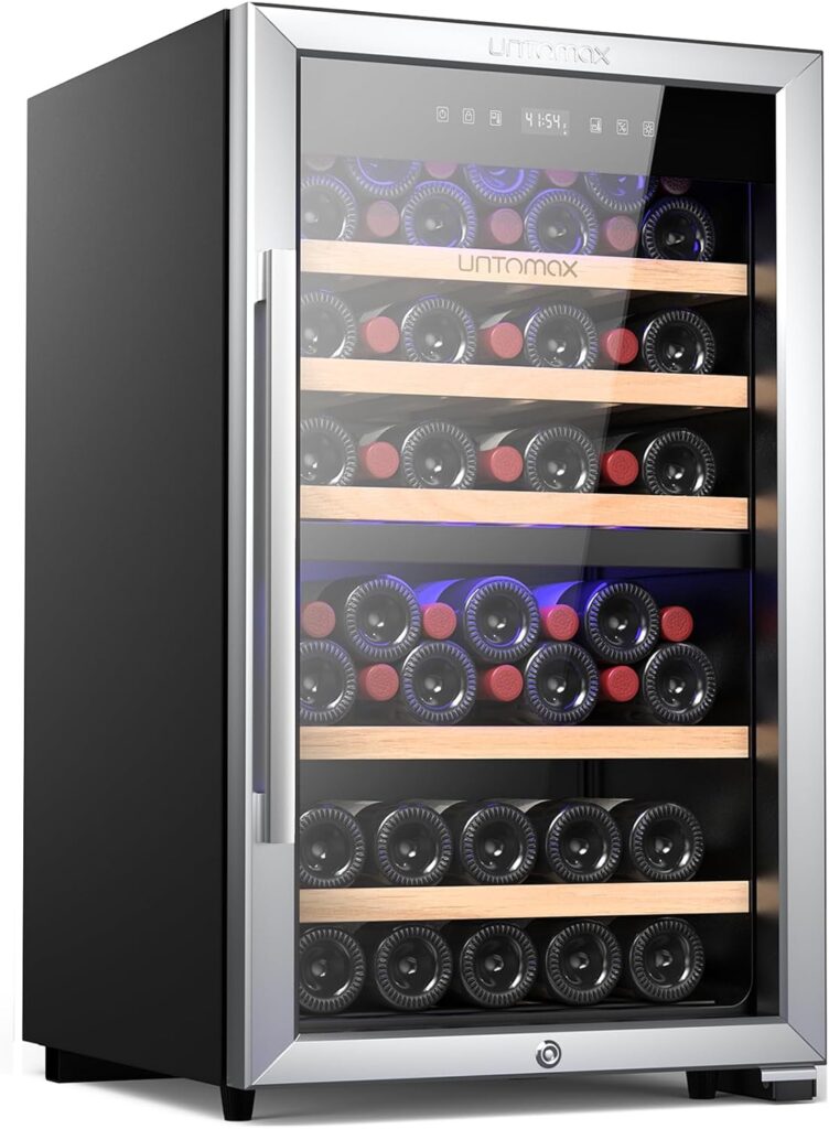 Wine Fridge Dual Zone 52 Bottles (Bordeaux 750ml),Wine Cooler Refrigerator Freestanding w/Lock,41F-68F Digital Temperature Control Compressor Wine Cellar, Fast Cooling Low Noise No Fog,20 Inch