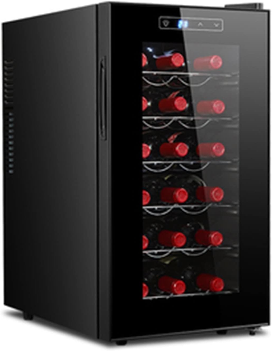 18 Bottles Wine Cooler Refrigerator Freestanding Wine Cellar for Red, White, Champagne Or Sparkling Wine Countertop Wine Fridge Digital Temperature Control Fridge Tempered Glass Door