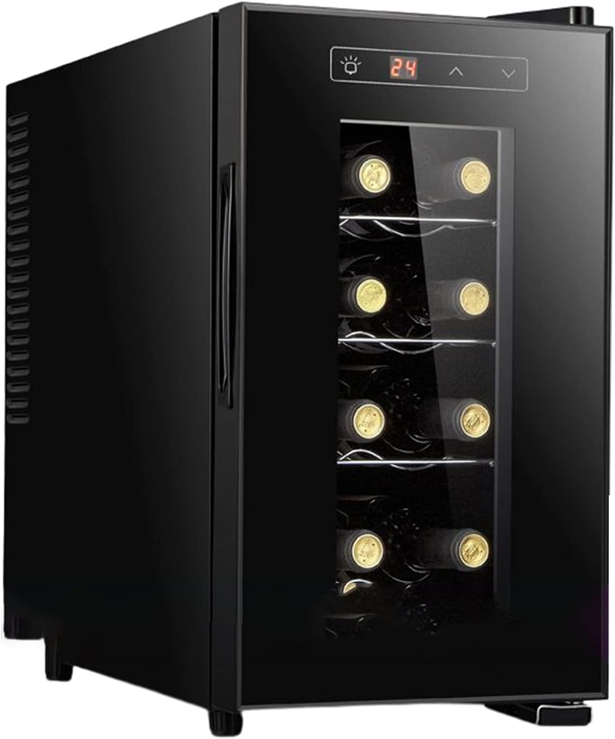 23L Table-Top Wine Fridge Black Wine Cooler LED + Lock  Key Glass Door Drinks Cellar Single-Zone,Horizontal,23L