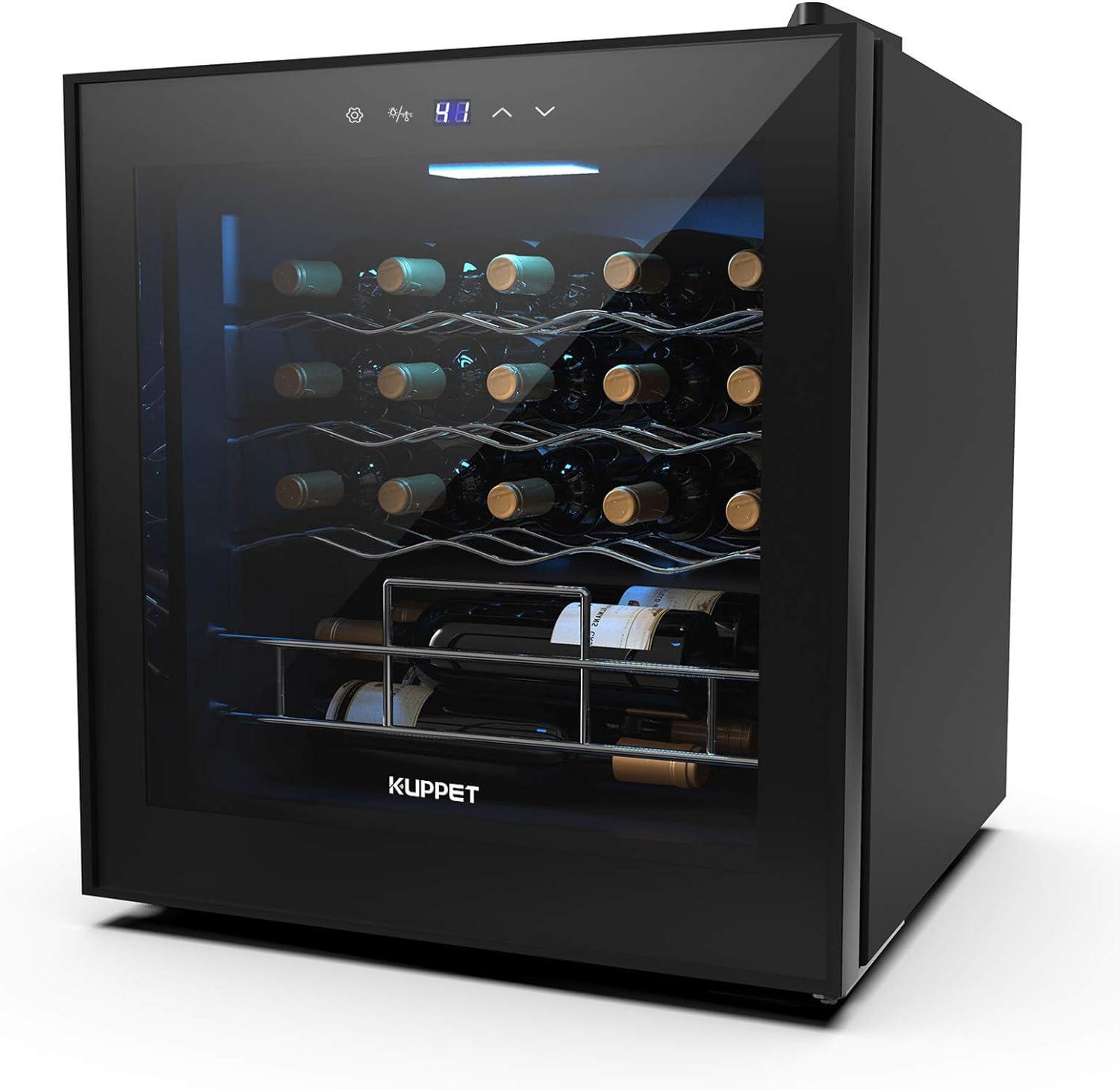 KUPPET 19 Bottles Wine Cooler/Fridge Beverage Refrigerator Small Mini Red  White Wine Cellar Beer Soda.Digital Temperature Display, Double-layer Glass Door, Quiet Operation Compressor