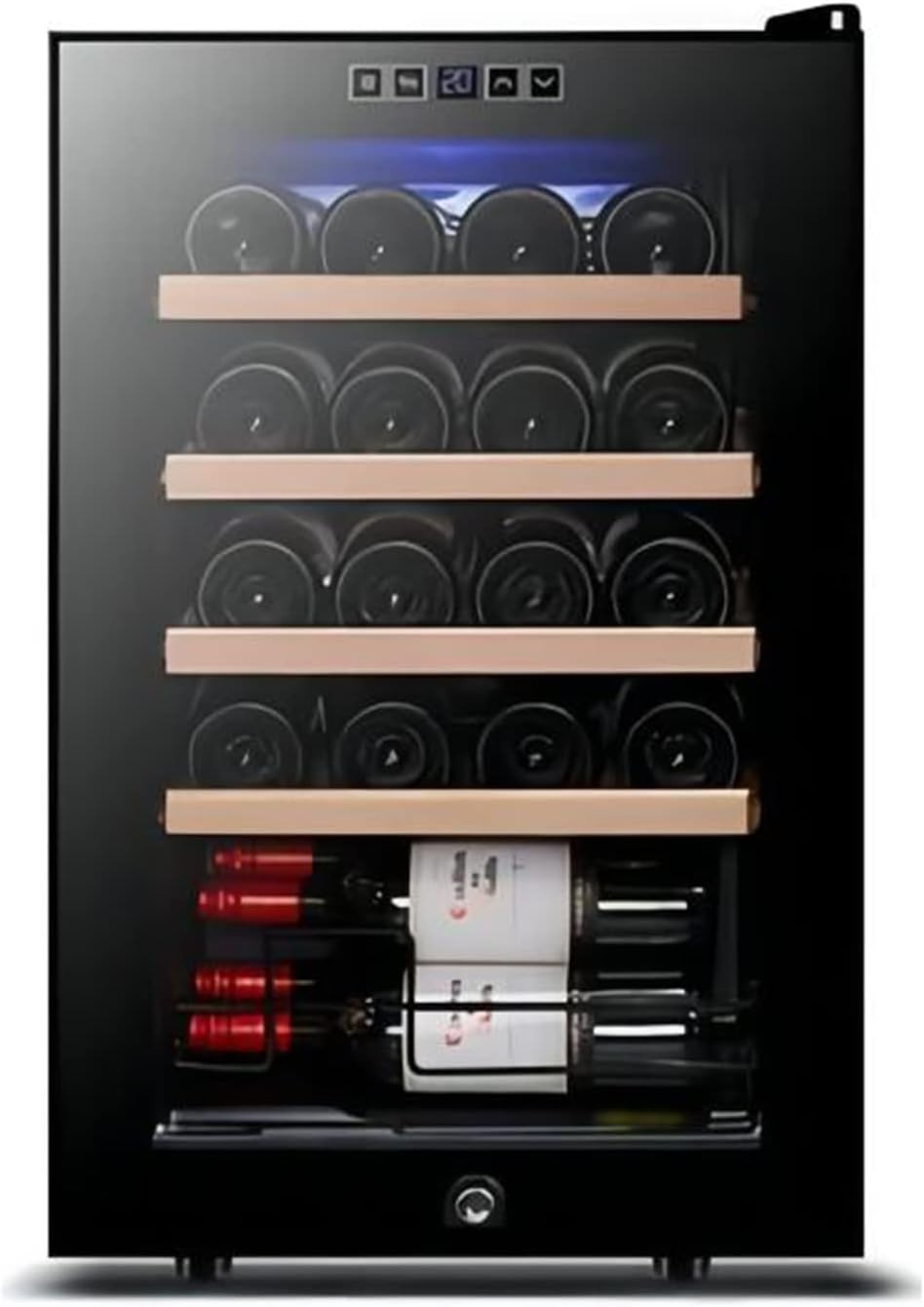 20/24/28 Bottles Wine Cooler Refrigerator Freestanding Wine Cellar for Red, White, Champagne Or Sparkling Wine Countertop Wine Fridge Digital Temperature Control Fridge Tempered Glass Door