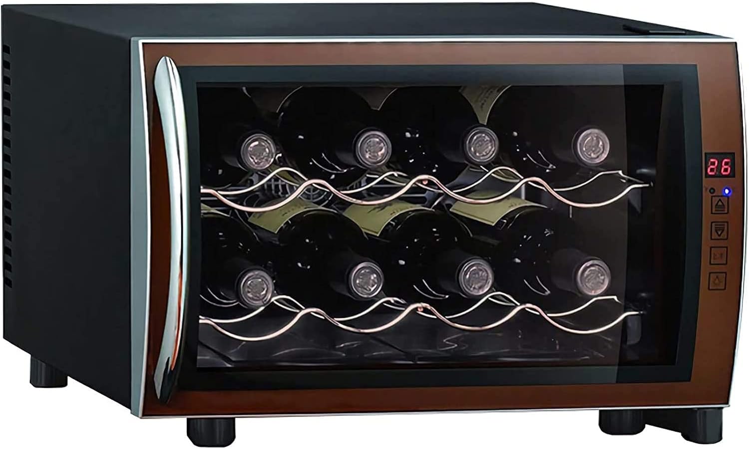 8 Bottle Wine Cooler Refrigerator, Wine Fridge Freestanding with Lock  Digital Temperature Control Fridge Glass Door with Fridge Space Bar Cabinets for Liquor for Bedroom, Office, Kitchen