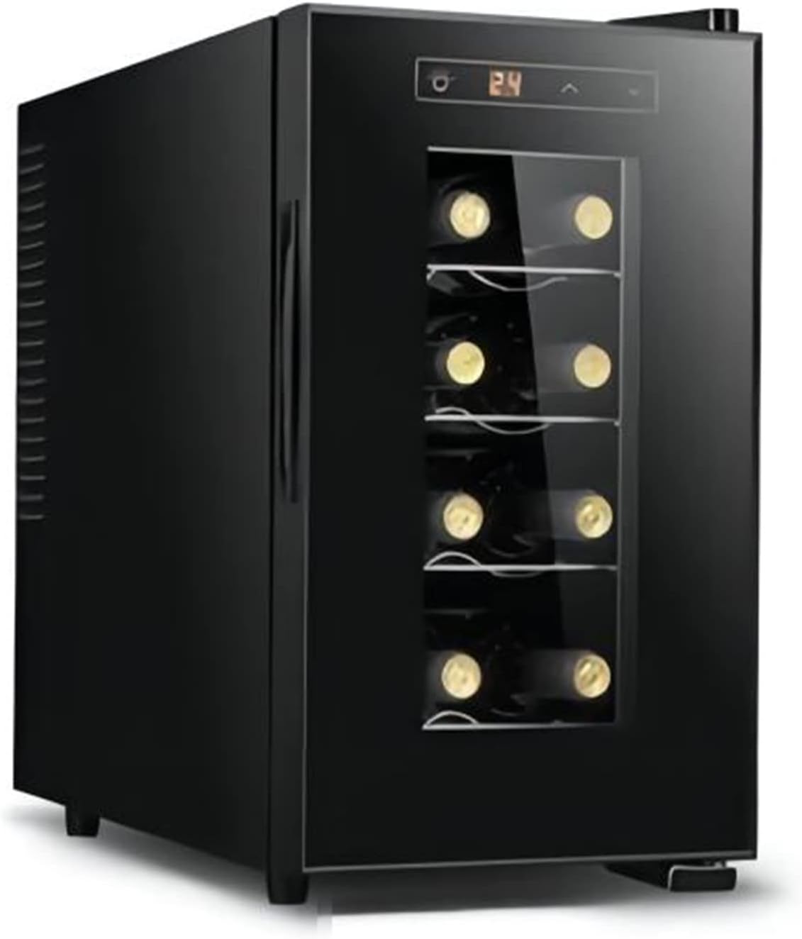 8 Bottles Wine Cooler Refrigerator Freestanding Wine Cellar for Red, White, Champagne Or Sparkling Wine Countertop Wine Fridge Digital Temperature Control Fridge Tempered Glass Door