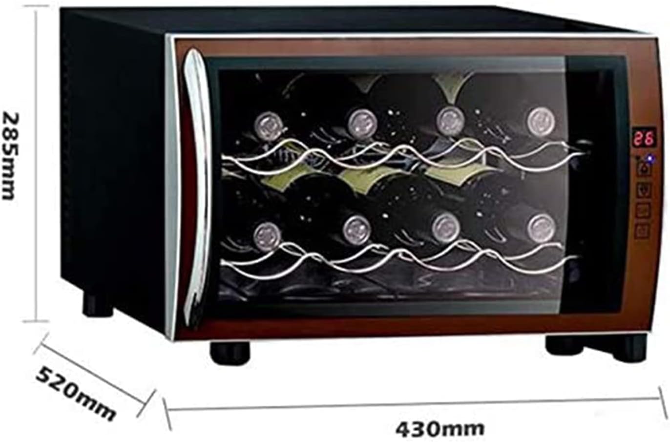 Electronic Wine Cabinets, Silent 8 Bottle Wine Refrigerator - Wine Fridge Freestanding with Digital Temperature Control Fridge Glass Door