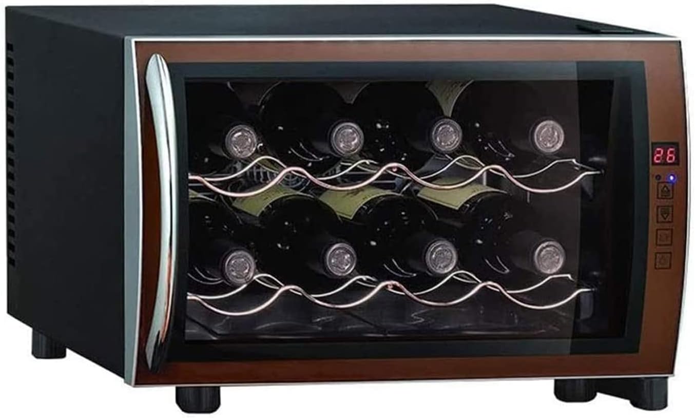 Electronic Wine Cabinets, Silent 8 Bottle Wine Refrigerator - Wine Fridge Freestanding with Digital Temperature Control Fridge Glass Door