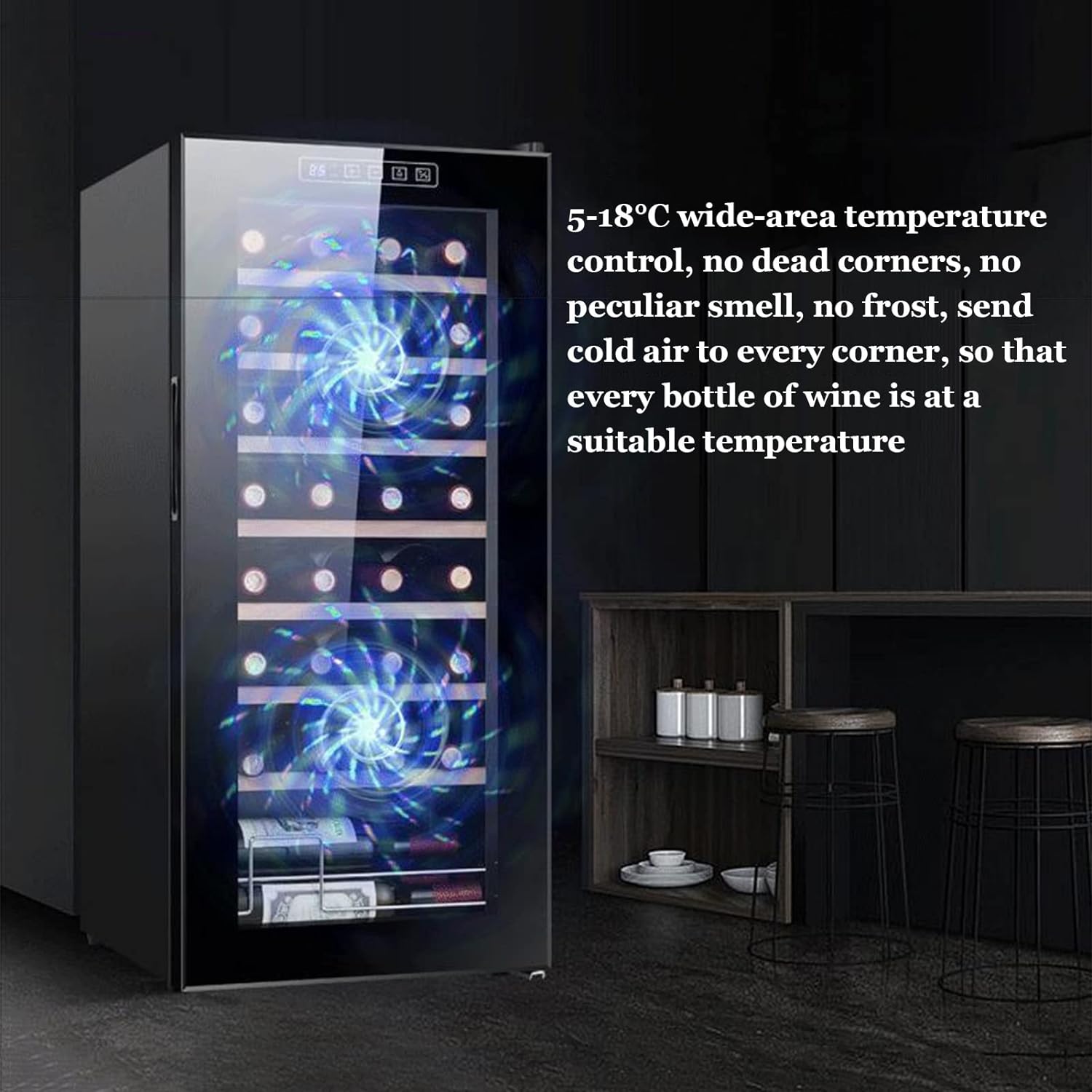 32 Bottles Wine Cooler Refrigerator Freestanding Wine Cellar for Red, White, Champagne Or Sparkling Wine Quiet Wine Fridge with Digital Temperature Control (Color : Stainless Steel)