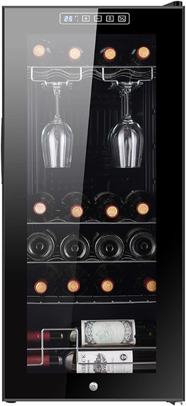 32 Bottles Wine Cooler Refrigerator Freestanding Wine Cellar for Red, White, Champagne Or Sparkling Wine Quiet Wine Fridge with Digital Temperature Control (Color : Stainless Steel)