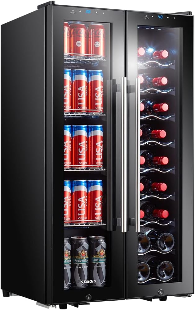 12 Bottle Compressor Wine Cooler Refrigerator, Small Freestanding Wine Fridge for Red, White and Champagne, Mini Fridge with 40-66F Digital Temperature Control Glass Door