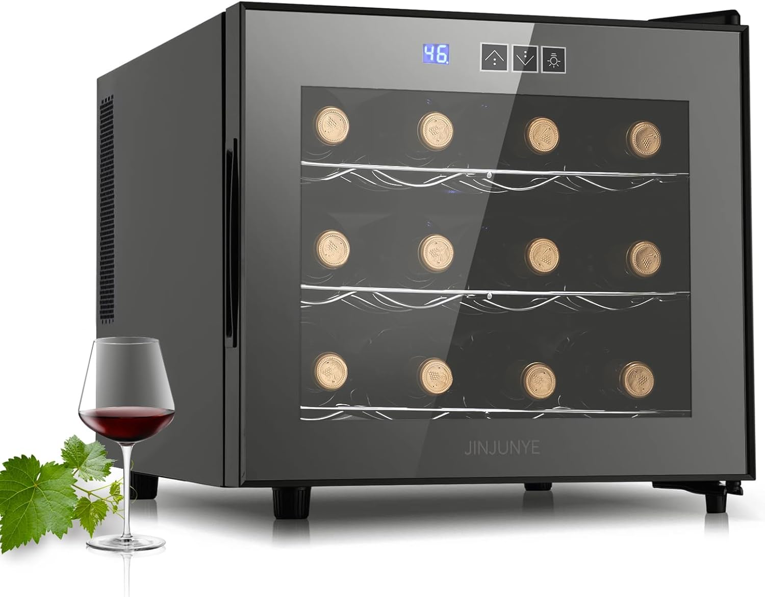 Wine Cooler Refrigerator, Upgrade 12 Bottle Wine Fridge Small Dual Chip, Countertop Wine Cooler Temperature Control, 46-66°F, Mini Freestanding Wine Cellar for Home, Office, Bar