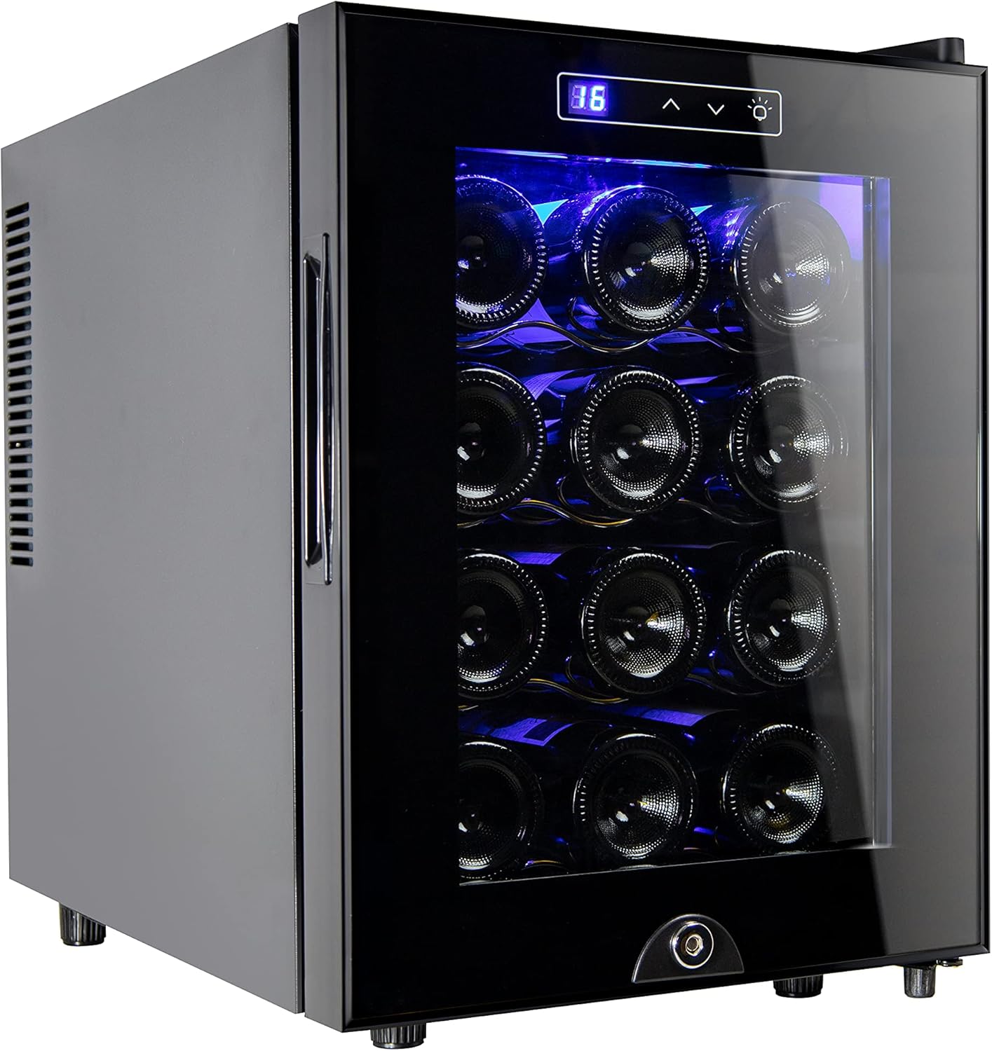 12 Bottle Wine Cooler Refrigerator,Wine Fridge Freestanding with Lock  Digital Temperature Control Fridge Glass Door,Mini Wine Cabinet for Red, White, Champagne or Sparkling