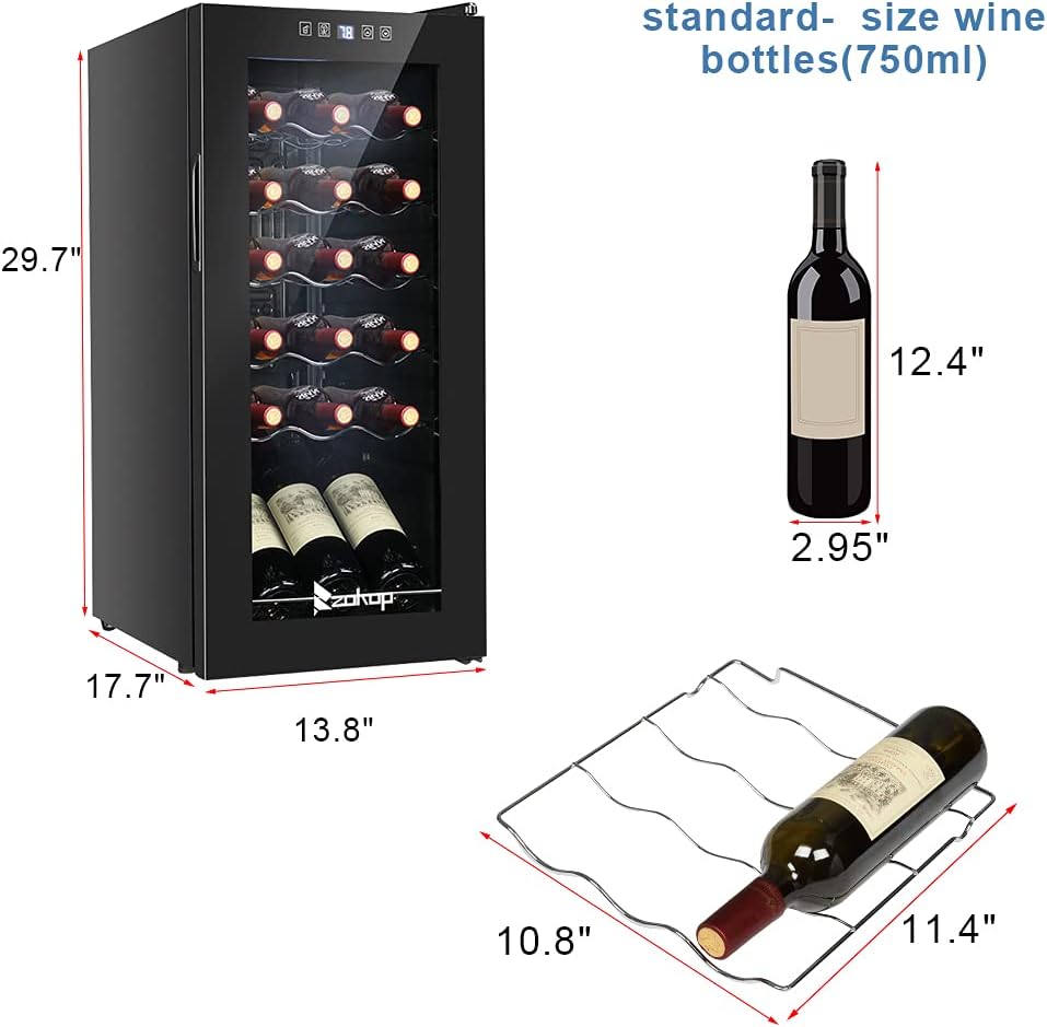 Winado 18 Bottle Compressor Wine Cooler Refrigerator w/Adjustable Temperature, Freestanding Compact Mini Wine Fridge with Digital Control  Removable Shelves