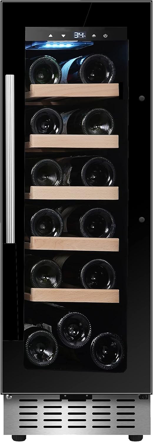 Equator 18 Bottle Wine Refrigerator, Single-Zone, Freestanding/Built-in, Anti-UV Glass Door, Temp Range 41°F-71.6°F, Touchpad Controls, Auto Defrost, 110V (Black)