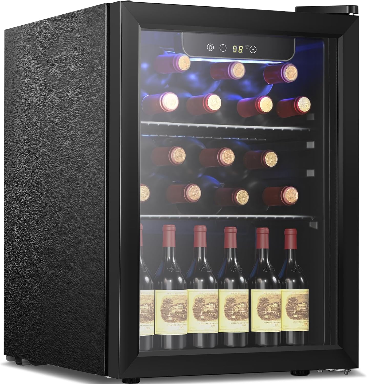 Antarctic Star Wine Cooler/Beverage Refrigerator,16 Bottle 68 Can Freestanding Wine Cellar Front Glass Door for Home and Bar, Electronic Temperature Control, with Blue LED, 1.7 Cu.Ft.