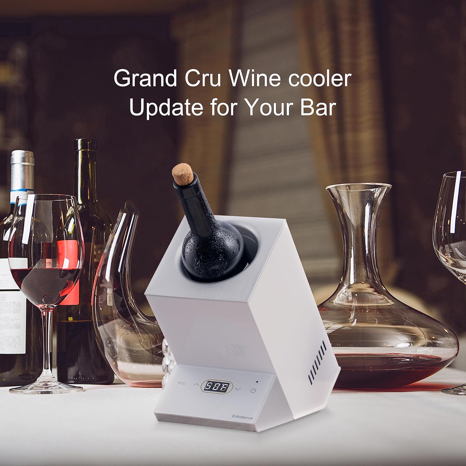 Cobalance Wine Cooler, Electric Wine Chiller for 750mL Wine and Some Champagne Bottles, Single Bottle Wine Cooler Keep Cold Up to 24h, Portable Iceless Chiller at Christmas Party,Gift for Wine Lover