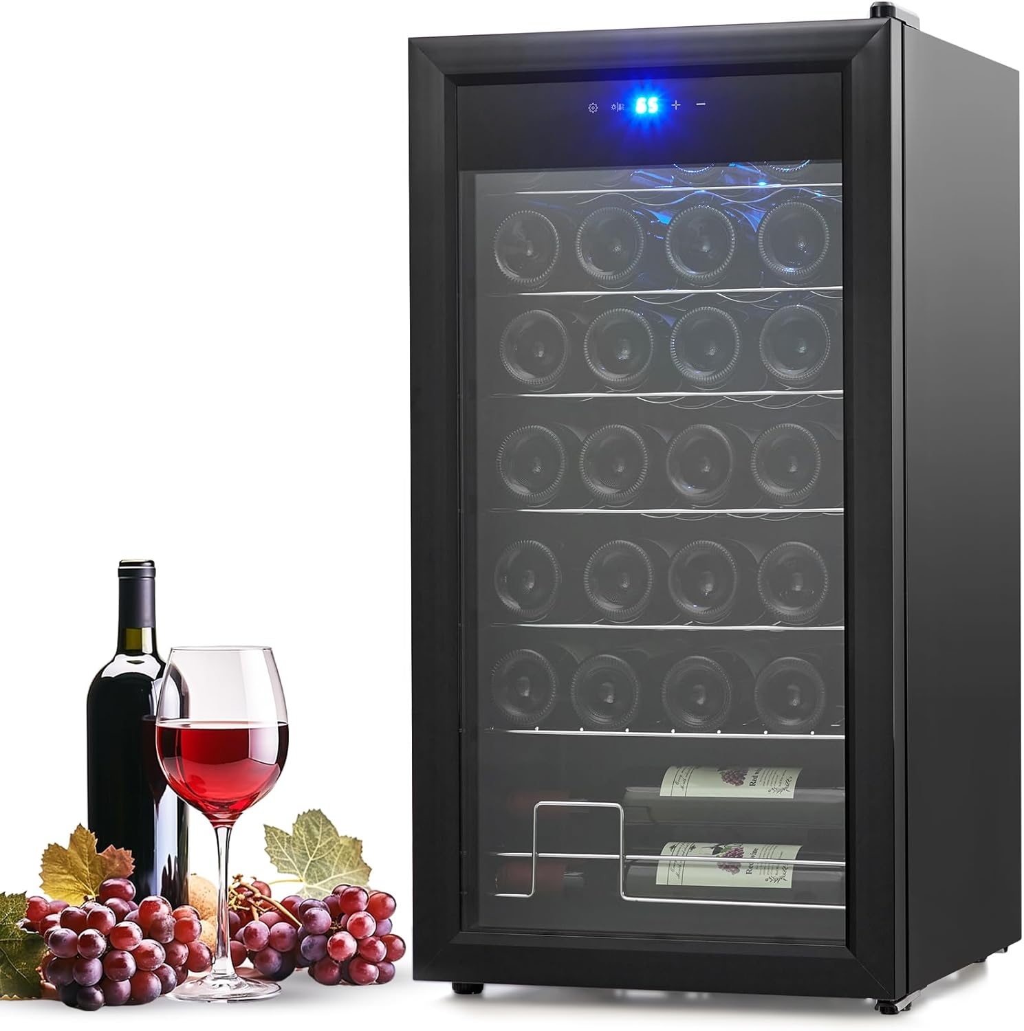 Garvee 28 Bottle Compressor Wine Cooler Refrigerator, Large Freestanding Wine Cellar For Red, White, Champagne or Sparkling Wine, Temperature Control 40-66°F Wine Cellar for Home, Office, Bar