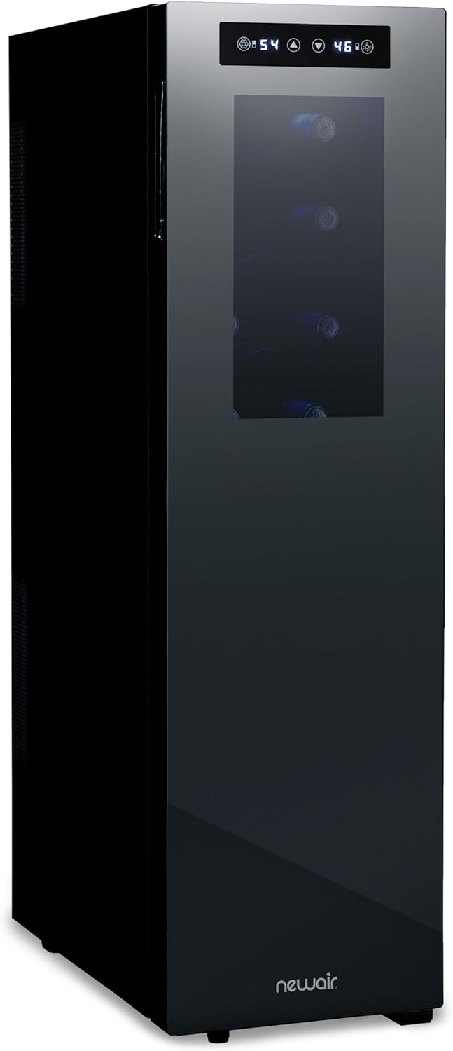 NewAir Shadow-T Series Wine Cooler Refrigerator 18 Bottle Dual Temperature Zones, Freestanding Mirrored Wine Fridge with Double-Layer Tempered Glass Door  Thermoelectric Cooling