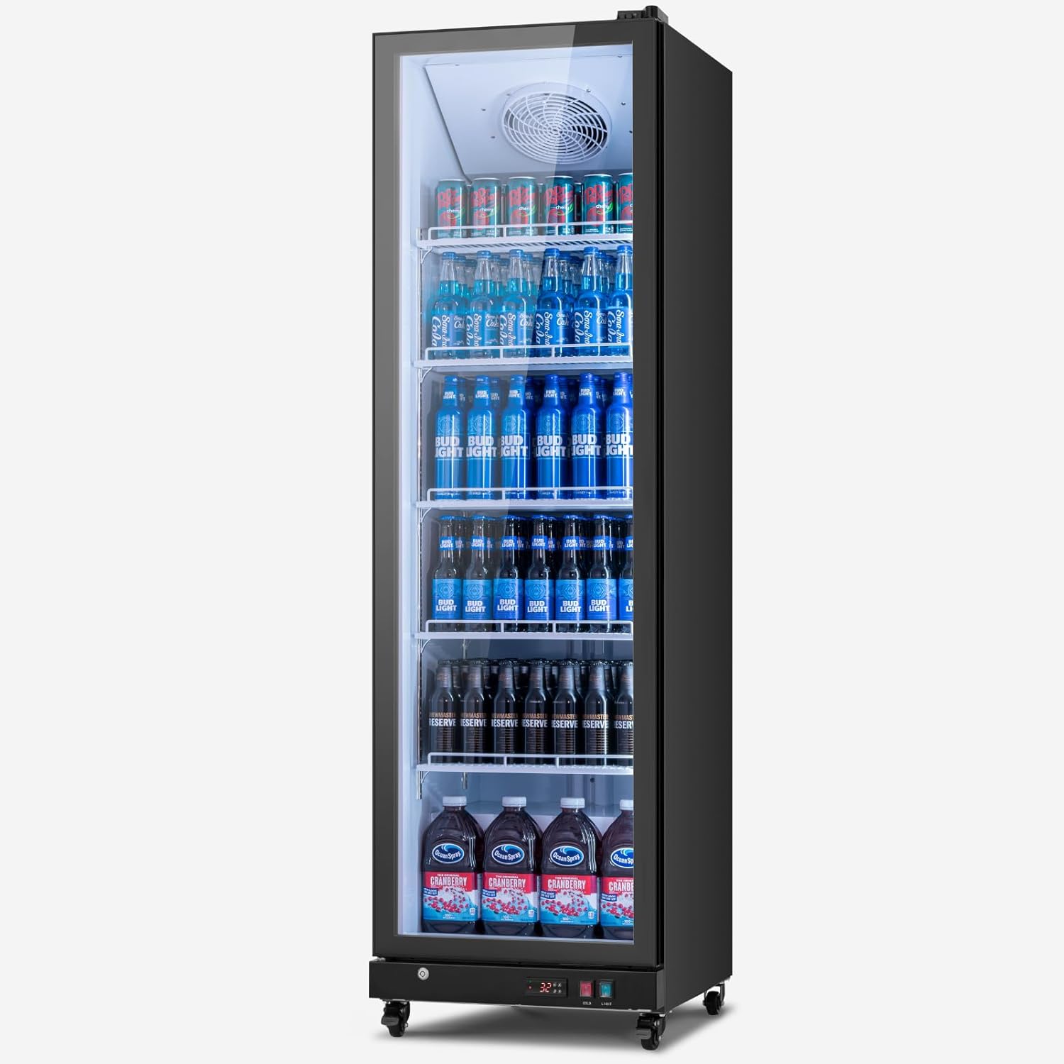 Yeego Commercial Display Beverage Refrigerator - 12.36 Cu.ft Vending Machine with White and Blue LED Lighting, Drink Cooler 32-50°F for Supermarkets Convenience Stores Offices Business