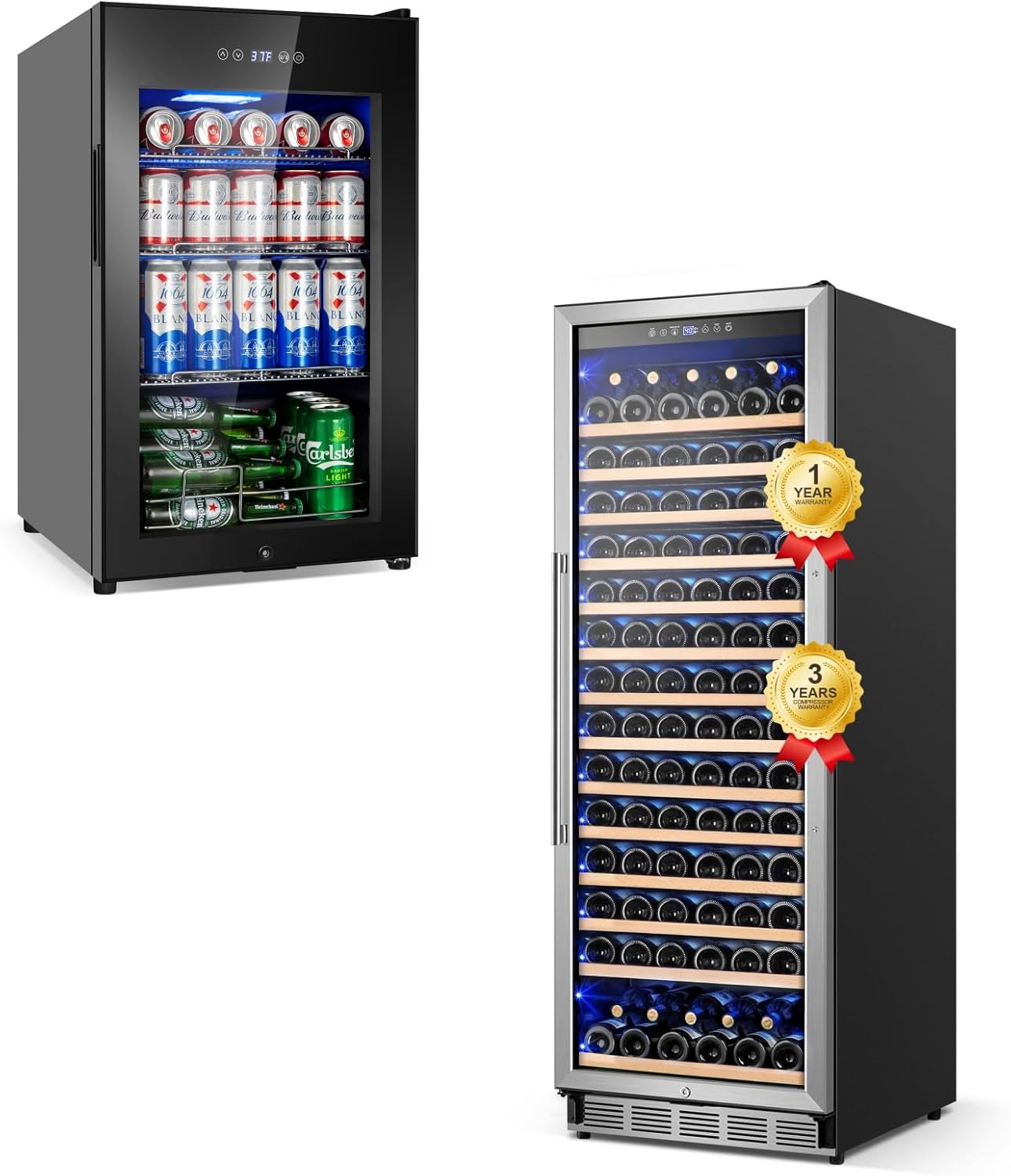 24 Inch Wine Cooler and 17 Inch Beverage Refrigerator Bundle