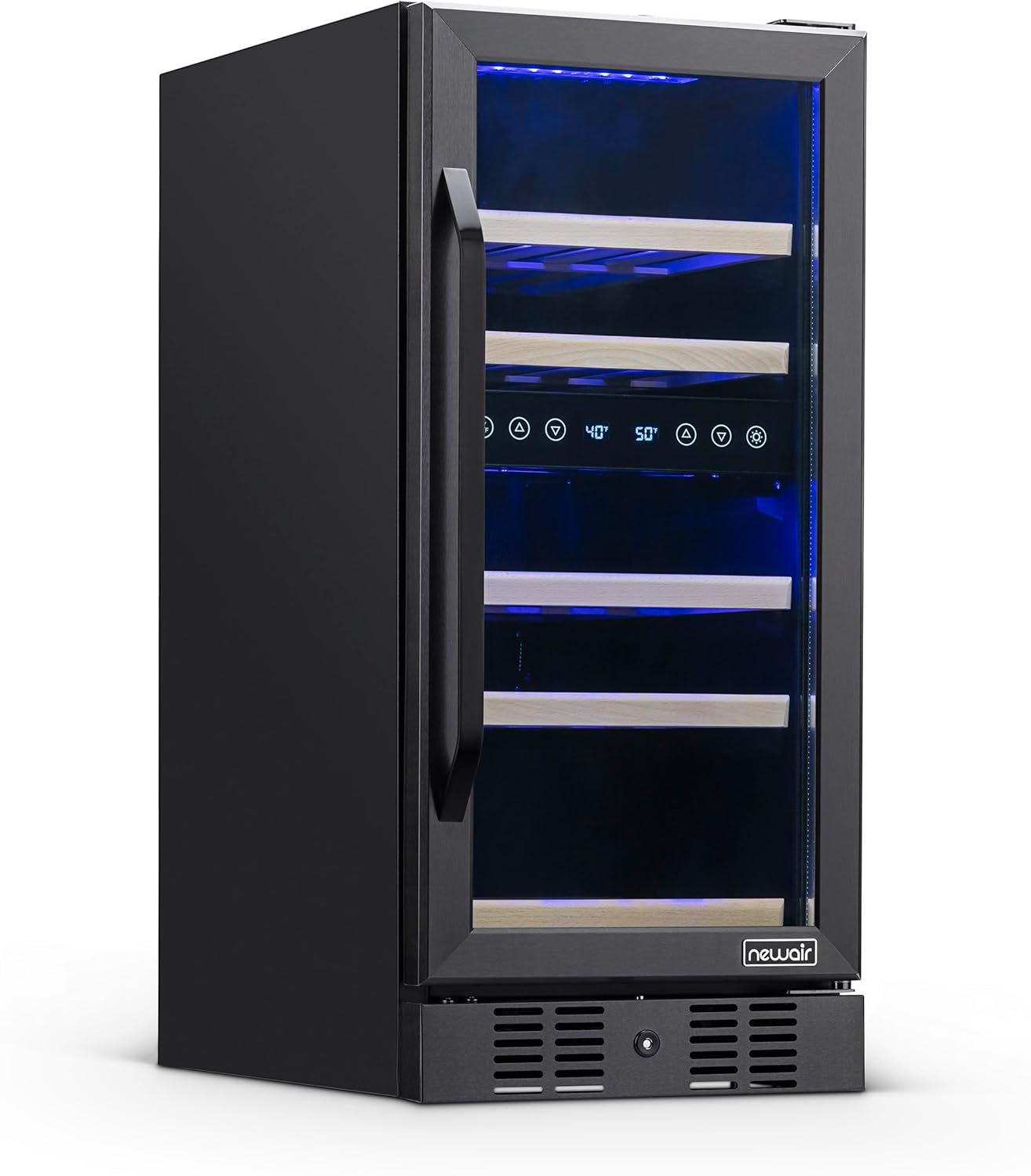 NewAir 15 Dual Zone Wine Cooler Refrigerator in Black Stainless Steel - Under Counter Wine Fridge, Wine Refrigerator for Bottles, Wine Cellars  Home Storage, Holds 28 Bottles